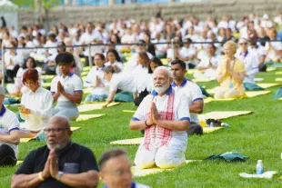 PM Modi at the International Yoga Day event in Washington DC, USA.