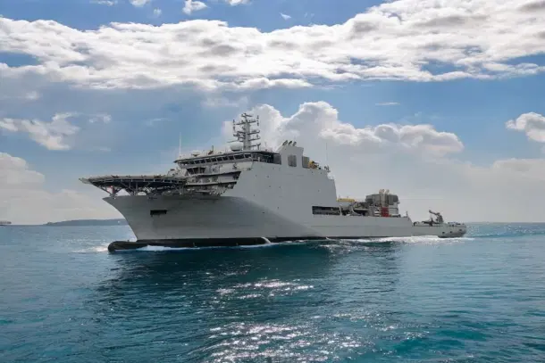INS Nistar, India’s first indigenous Diving Support Vessel, stands ready at the Visakhapatnam naval dockyard. (Pic Via X)