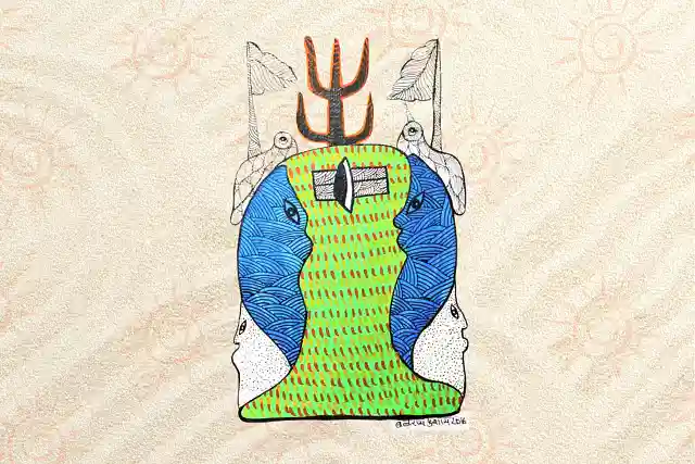 A Gond tribal painting representing Shiva (via Tribe Chatri India).