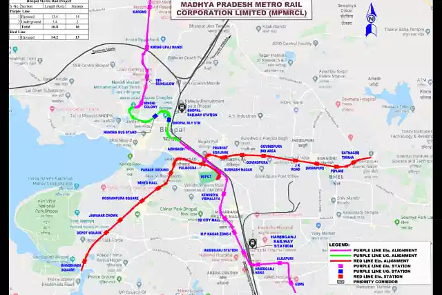 Bhopal Metro Route Map (MPMRCL)