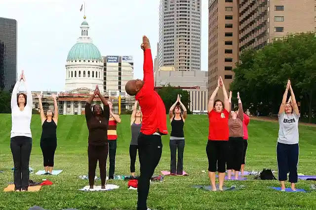 Yoga practice in America (Wikimedia Commons)
