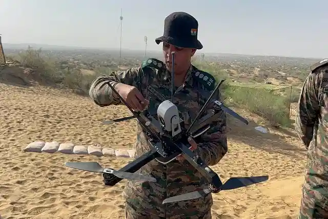 Indian Army soldier with a drone (Pic Via X)
