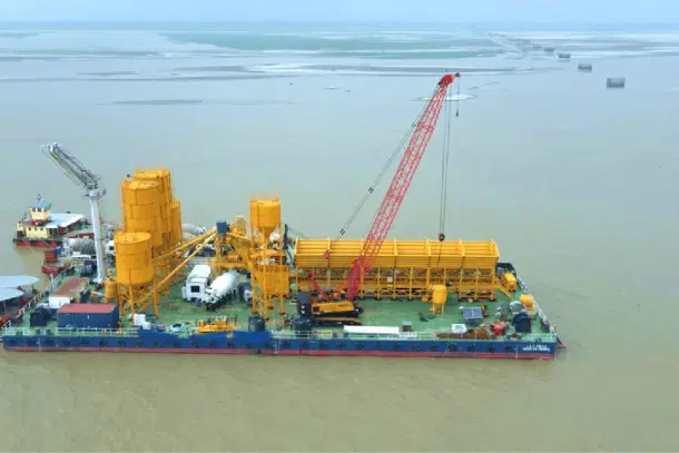 Ongoing Dhubri (Assam) to Phulbari (Meghalaya) bridge project (Image Source: NHIDCL)