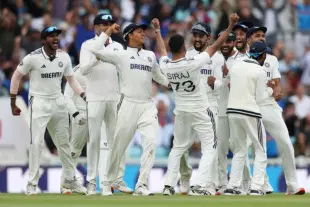 The Indian cricket team at The Oval in London (X)