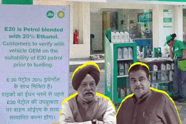 Hardeep Singh Puri (Minister of Petroleum and Natural Gas) and Nitin Gadkari (Union Minister of Road Transport and Highways)