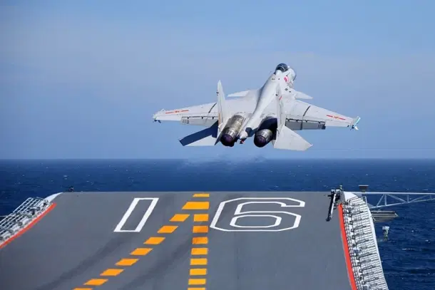 A Chinese aircraft taking off from one of its carriers.