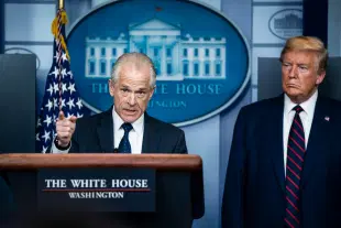 Peter Navarro, Counselor to the President of the United States, with US President Donald Trump.