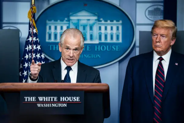 Peter Navarro, Counselor to the President of the United States, with US President Donald Trump.