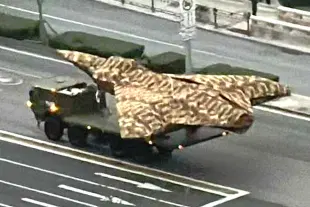 One of the drones seen on a truck during parade rehearsals in Beijing.