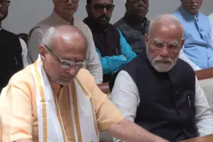 With PM Modi present, NDA candidate C P Radhakrishnan filed his nomination paper for VP polls