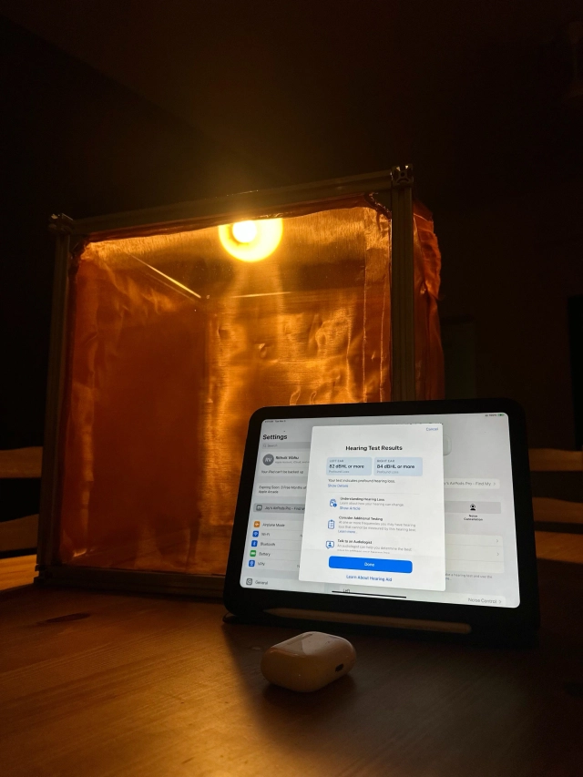 The Faraday cage built by Bansal and friends to unlock the hearing aids mode on the AirPods (Photo: Arnav Bansal/X)