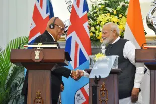 Prime Minister Narendra Modi with his Fijian counterpart Sitiveni Ligamamada Rabuka