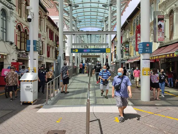 Exit of Chinatown MRT station in Singapore.