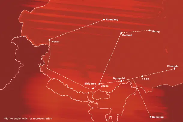 China's Rail Network in the Tibet region.