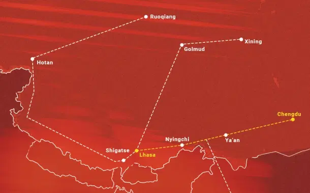 The Chengdu–Lhasa railway passes extremely close to the LAC.