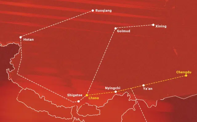 The Chengdu–Lhasa railway passes extremely close to the LAC.