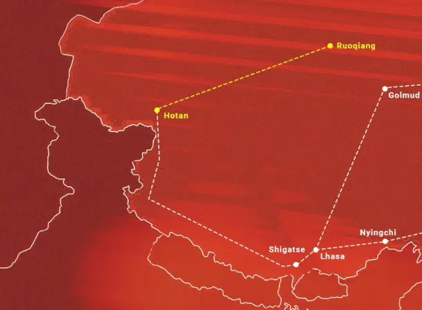 The Hotan–Ruoqiang line created a fast-moving corridor for the PLA into northwestern Tibet.
