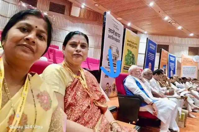 Prime Minister Narendra Modi sits in the last row with BJP MPs during the workshop at GMC Balayogi Auditorium in Parliament complex. (X)