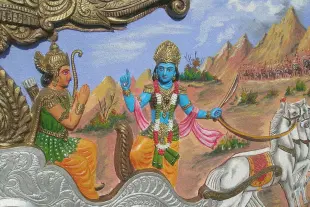 Mural depicting Lord Krishna giving Gita Updesh to Arjun.