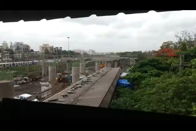 A view of the elevated section at Kurla station under construction