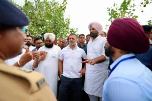 Rahul Gandhi questions Punjab police over security restrictions during flood-hit village visit (X)