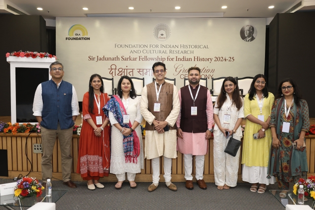 Dr Vikram Sampath (C), Devesh Varma of Ola Foundation (Ext Left), Satyajeet K Ojha (Right of centre) with team members (FIHCR).