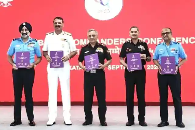 Three Service Chiefs  unveiled the common booklet  of military standards for entry into the Indian Armed Forces. (X/@HQ_IDS_India)
