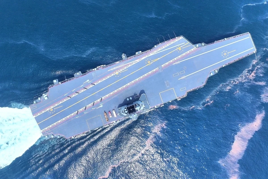 J-15T fighter launches from Fujian carrier with four anti-ship missiles in first observed loadout
