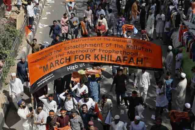 'March for Khilafah' outside the grand Baitul Mukarram Mosque complex.