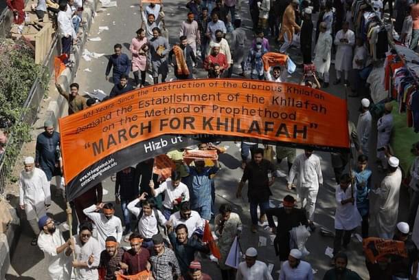 'March for Khilafah' outside the grand Baitul Mukarram Mosque complex.