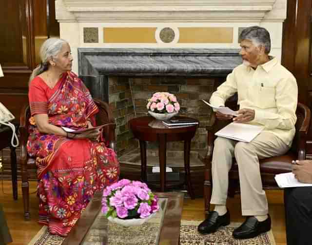 Photo take during meeting between FM Nirmala Sitharaman and Andhra Pradesh CM Chandrababu Naidu