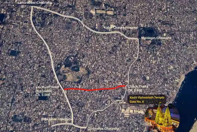 Dalmandi Gali is a historic bazaar leading up to the Kashi Vishwanath Mandir. (Credit: Google Maps)