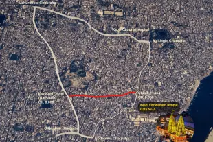 Dalmandi Gali is a historic bazaar leading up to the Kashi Vishwanath Mandir. (Credit: Google Maps)