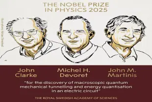 John Clarke, Michel H. Devoret, and John M. Martinis receive the 2025 Nobel Prize in Physics for their pioneering work on macroscopic quantum tunnelling and energy quantisation in an electric circuit. (X)