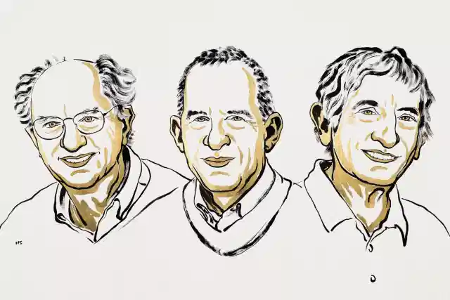 John Clarke, Michel H. Devoret and John M. Martinis have won the Nobel Prize in Physics 2025 “for the discovery of macroscopic quantum mechanical tunnelling and energy quantisation in an electric circuit.” (Illustration Credit: Niklas Elmehed, Nobel Prize Outreach)