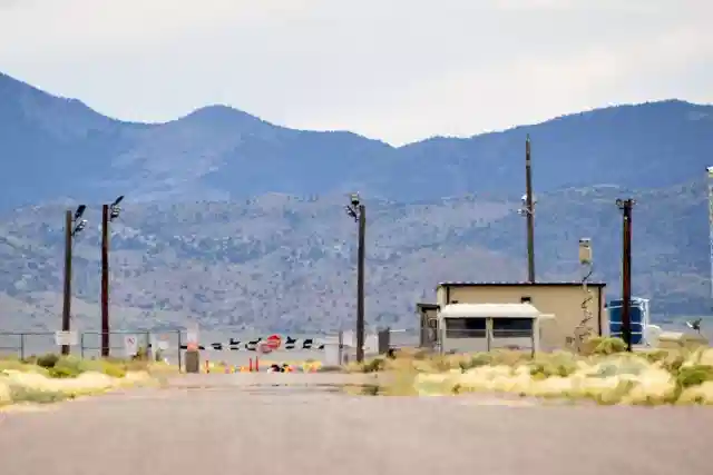 The back gate of the highly classified Area 51 facility.