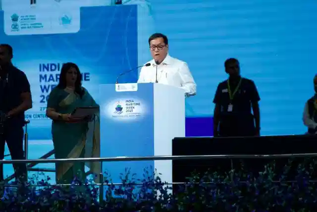 Union Minister for Ports, Shipping and Waterways Sarbananda Sonowal at the IMW 2025
