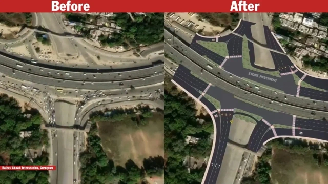 Rajiv Chowk before and after redesign.