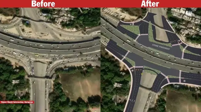 Rajiv Chowk before and after redesign.