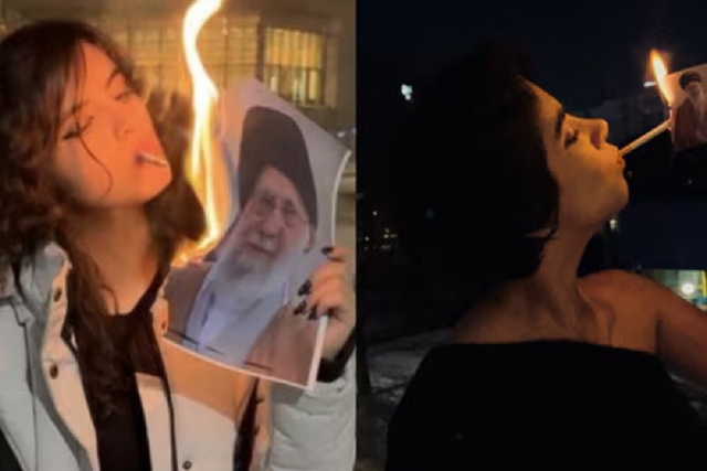 Iranian women defy regime by lighting cigarettes with ...