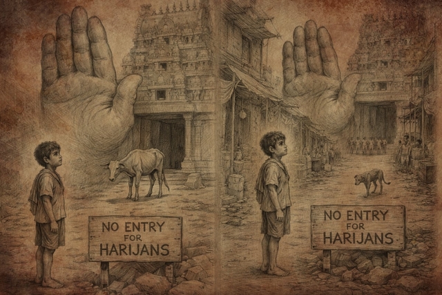 Savarnas denied entry for Avarna Hindus not only inside the temples but even in the temples streets.  