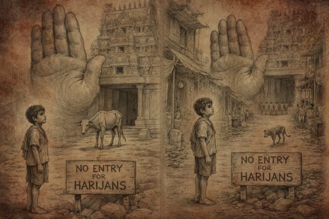 Savarnas denied entry for Avarna Hindus not only inside the temples but even in the temples streets.