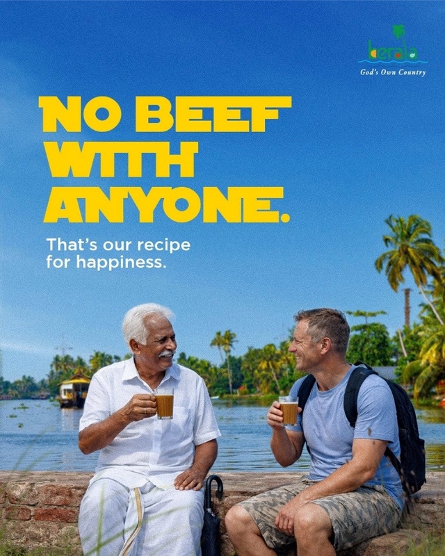 All limits were crossed when Kerala Tourism welcomed tourists to the state with the tagline: "No beef with anyone. That's our recipe for happiness." 