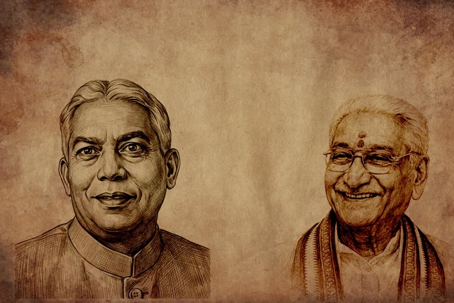 Dr. Suraj Bhan (left) and Ashok Singhal (right)